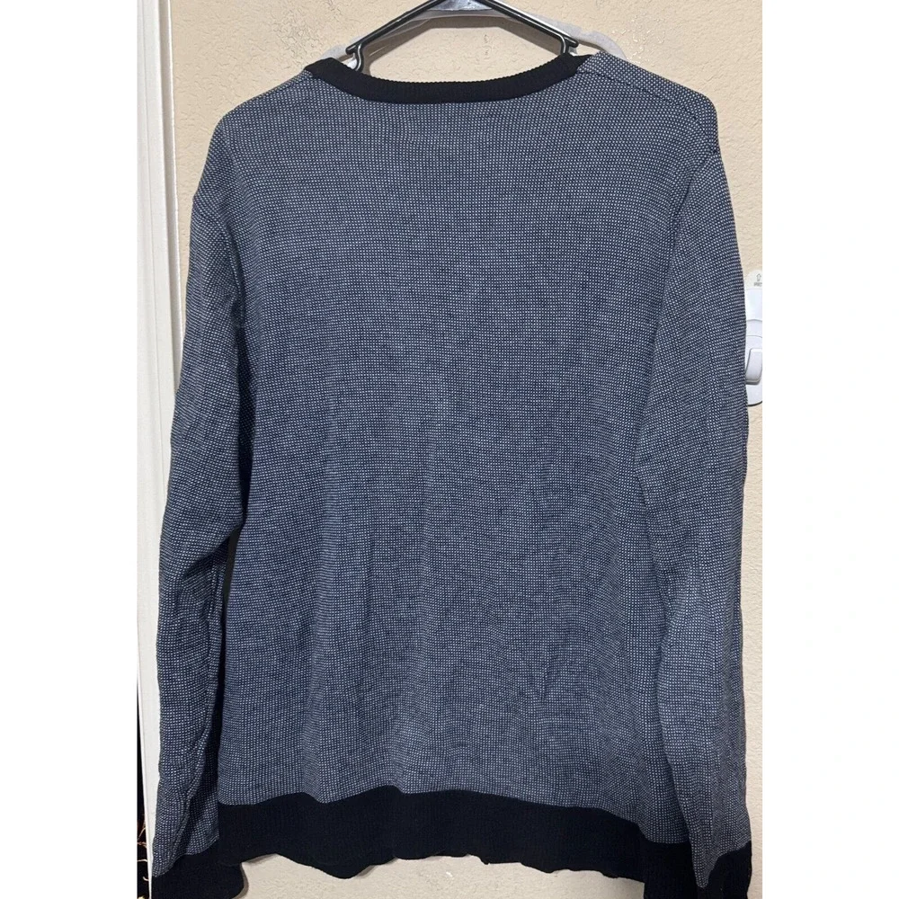 Forever 21 Men Sweater Cardigan Size Large Navy Blue birdseye knit academia